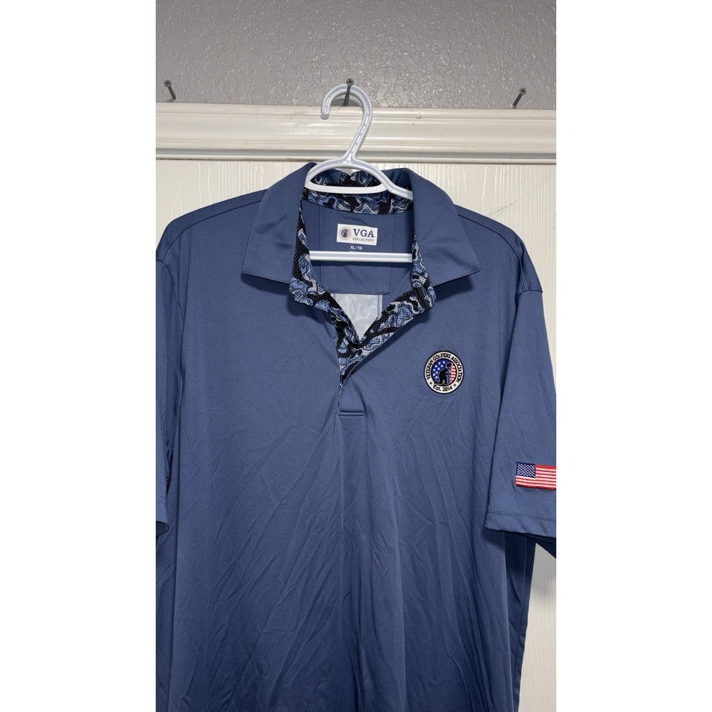 Greg Norman VGA Collection Mens XLarge Polo Blue Camo Stripe Short Sleeve USA